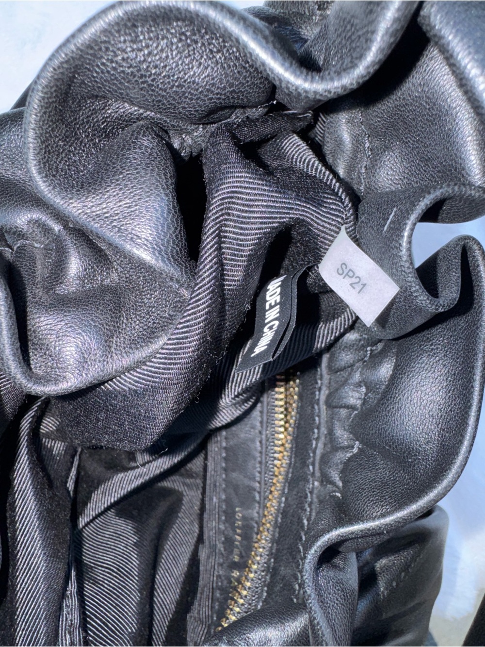 Loeffler Randall Alicia Gathered Baguette Bag in Black Sheepskin Leather - Picture 7 of 16